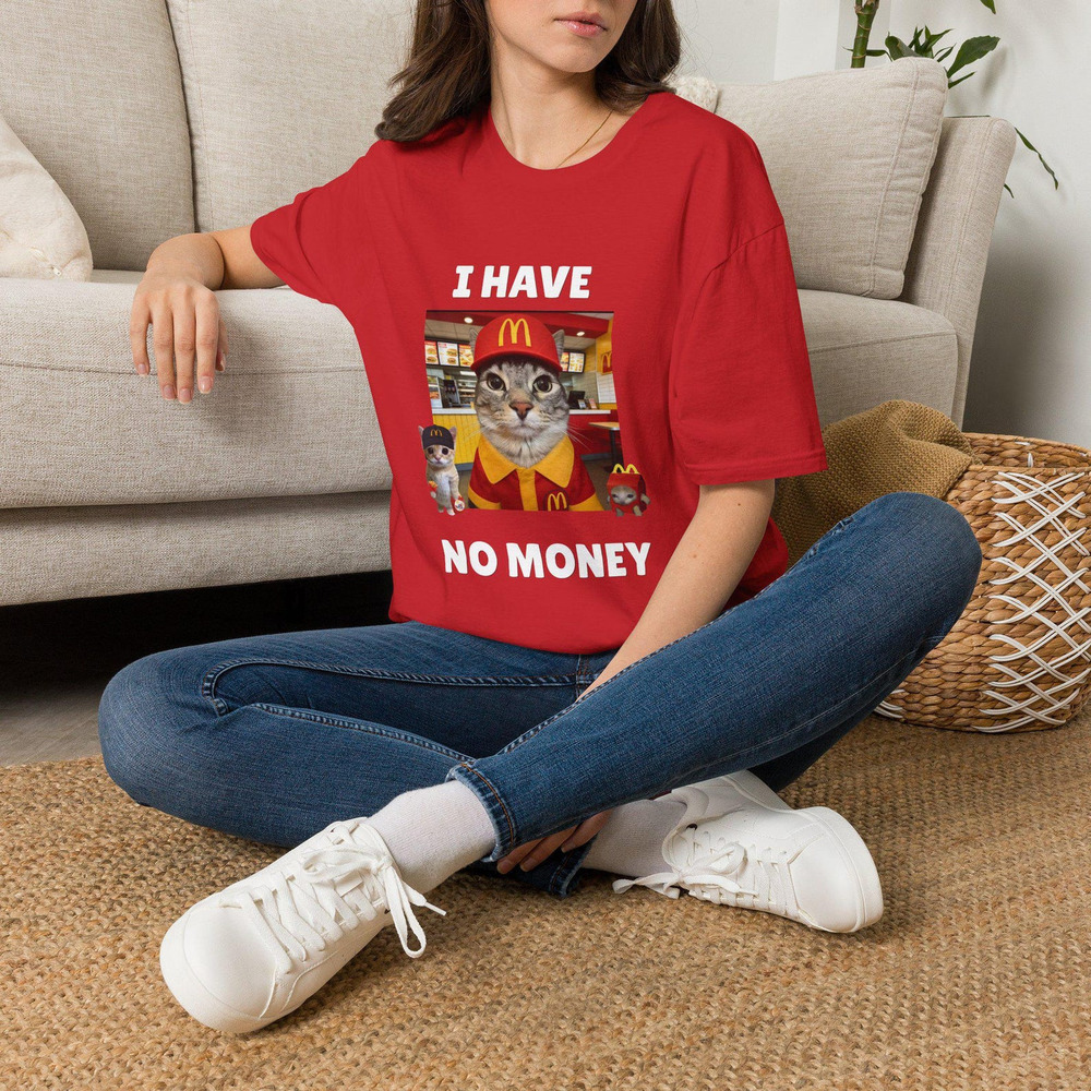 Funny Cat Meme Shirt, Funny Cat Tee, I Have No Money Shirt Red